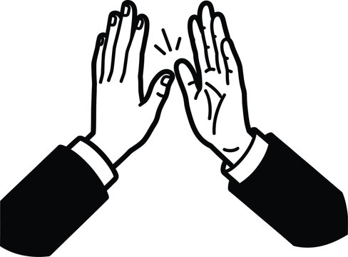 Team success high five celebration with isometric business people