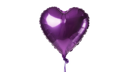 Shiny purple heart balloon with string, isolated on transparent background for love © Dan