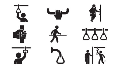 Public transport passenger icons set for subway and bus commute © MstMili