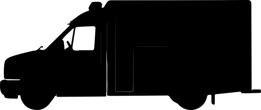 Silhouette of a generic ambulance van for medical transport and emergency services