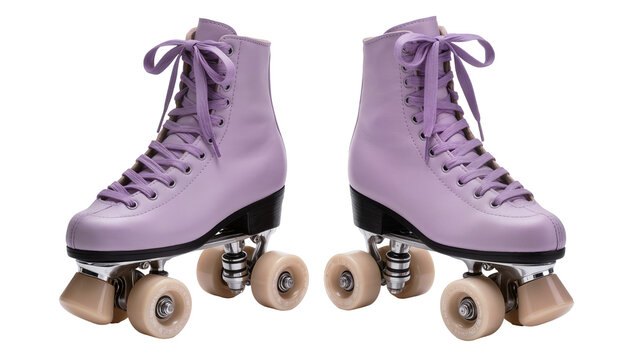 Lavender quad roller skates, isolated on transparent background for recreation