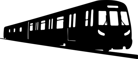 Fototapeta premium Silhouette of a modern electric train traveling on tracks