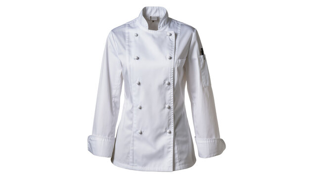 White professional chef s jacket with buttons, isolated on transparent background