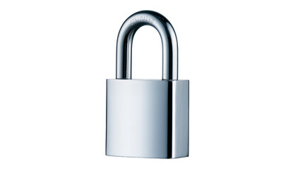 Naklejka premium Gleaming silver padlock with strong U-shaped shackle, isolated on transparent background