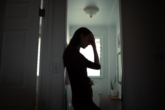 Silhouette of tropical palm trees with sun light on colorful sky background.	