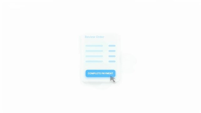 Successful Online Transaction Process Animation with Blue and White Interface. 4K video