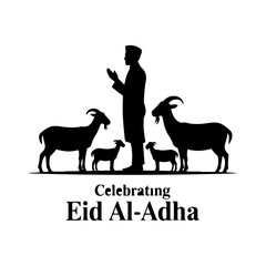 Obraz premium Eid al-Adha Greeting with Mosque & Qurbani Theme