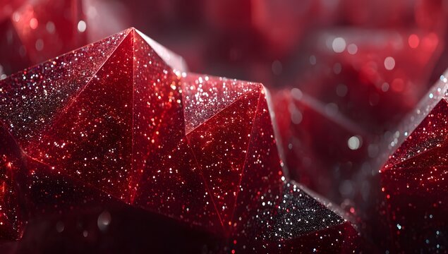 Red crystal structures with sparkling texture.