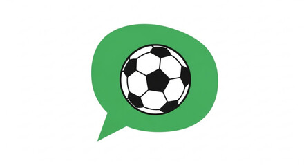 Obraz premium Football Chat Icon - Green Speech Bubble with Soccer Ball