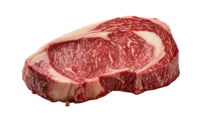 Fotobehang Steakhouse Raw ribeye steak red meat and white marbling, isolated on transparent background  © Alexander