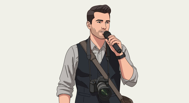 Man holding a microphone to speak.