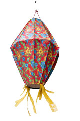 Traditional Brazilian colorful lantern from the Festa Junina (June Festival), decorative ornamental balloon from the São João (Saint John's) festival isolated on a transparent background. © Raphael