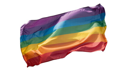 Vibrant rainbow pride flag flowing fabric, isolated on transparent background © Roxana