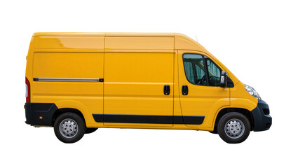 Yellow cargo van with black trim, isolated on transparent background © Roxana