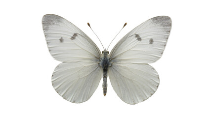 White butterfly with subtle grey wing spots, isolated on transparent background © Roxana
