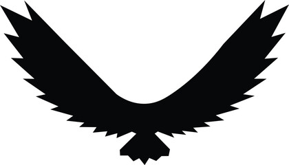 Obraz premium Minimalist Black Eagle Silhouette - Majestic Flying Bird Vector Graphic for Logo Design