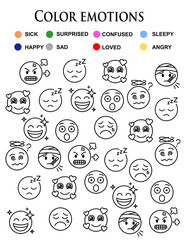 Obraz premium Emotions and Colors Learning Worksheet 