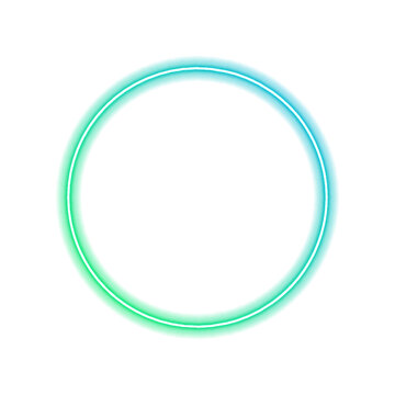 Glowing neon ring with multicolor gradient waves. Smooth luminous edges create modern banner or logo mockup space PNG.