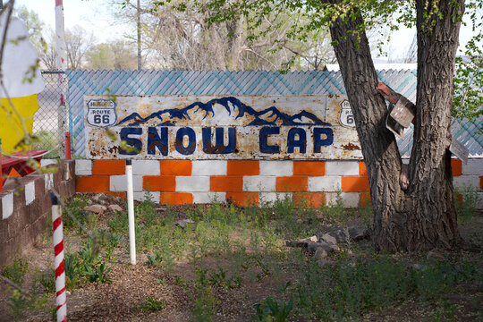 Seligman, Arizona - March 28, 2026: Delgadillo's Snow Cap on Route 66, a famous diner along the Mother Road