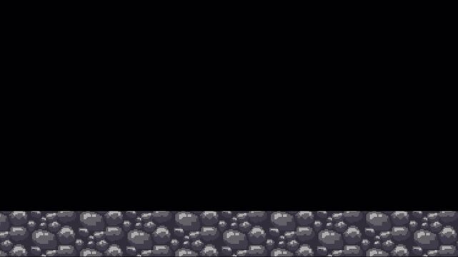 8-Bit Pixel Art Stone Wall Animation &ndash; Retro Game Rock Texture Background, Dark Gray Tile Pattern for Platformer and RPG Scenes