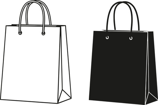 Two simple paper shopping bags illustration