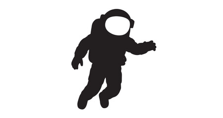 Astronaut Floating Silhouette vector graphic illustration of an astronaut floating in space wearing a detailed pressurized spacesuit with a blank white visor area ready for customization © MasterTech
