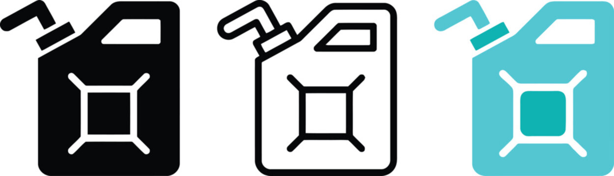 Fuel canister icons in black white and blue