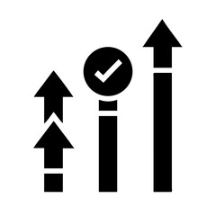 Fototapeta premium Black arrows and checkmark icon for business concepts