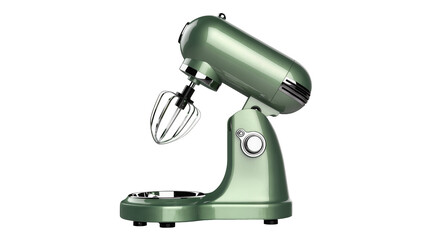Fototapeta premium Shiny green retro stand mixer with whisk, isolated on transparent background