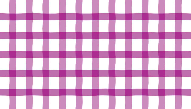 Seamless purple and white gingham check plaid pattern texture for textile fabric clothing and fashion graphic vector backgrounds