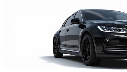 Fototapeta premium Sleek black SUV modern design sharp headlights bold presence elegance
