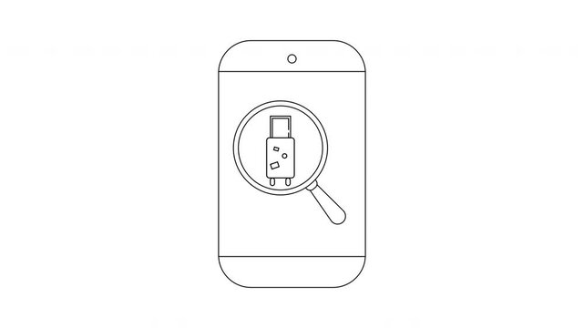 Smartphone USB Port Inspection - Detailed Line Art Illustration.