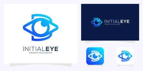 Minimal letter B initial with Eye logo design idea. Abstract vision monogram gradient icon symbol. © semoro