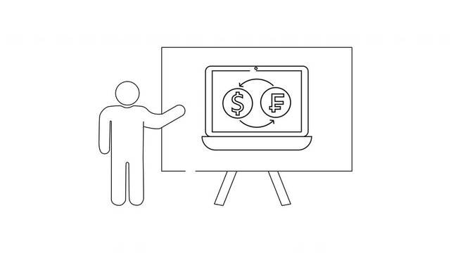 Currency Exchange Presentation - A Simple Line Art Illustration.
