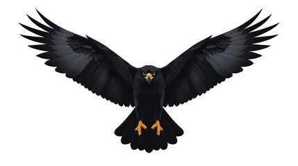 Fototapeta premium Spread-Wing Silhouette: A stark black silhouette of a bird with its wings fully extended horizontally. 