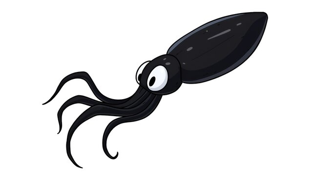 Cartoonish Squid: A variant of the first squid, possessing a more whimsical anatomical structure and a slightly different tentacle orientation.