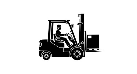 Naklejka premium 1 may, may day, Labor day icons representing international workers, silhouette of a warehouse worker driving a forklift with cargo, vector