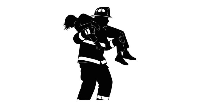 1 may, may day, Labor day icons representing international workers, silhouette of a brave firefighter rescuing a child, vector