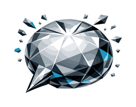 Inflating Chat Bubble. Low-poly vector illustration of a chat bubble inflating just before popping, angular speech bubble