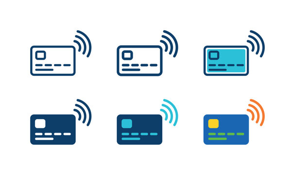Contactless payment icons showing credit cards with wireless signals