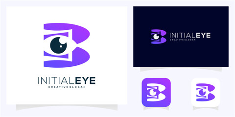 Minimal letter B initial with Eye logo design idea. Abstract vision monogram gradient icon symbol. © semoro