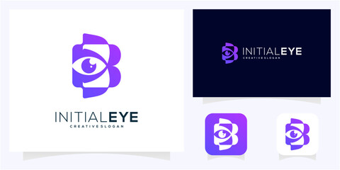 Unique letter B initial with Eye logo design idea. Abstract vision monogram gradient icon symbol. © semoro