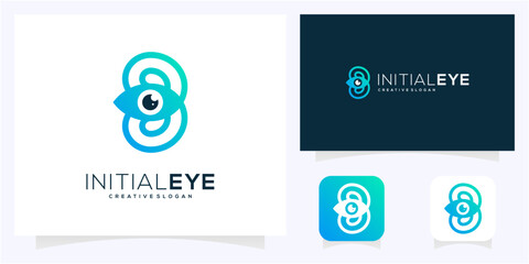 Letter B initial with Eye logo design idea. Abstract vision monogram outline gradient vector icon symbol. © semoro