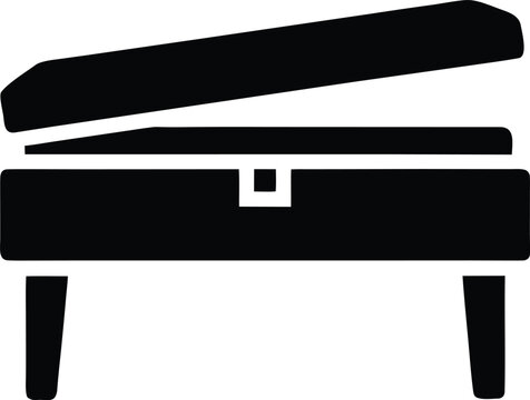 piano bench rectangular seat lift lid optional vector illustration on transparent background