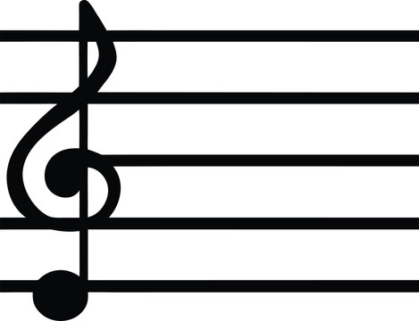 music staff five horizontal lines treble vector illustration on transparent background