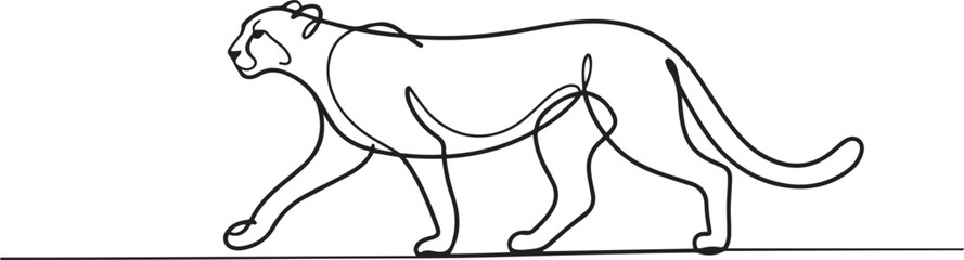 The cheetah walks forward and to the side. International Cheetah Day. one line art icon drawing vector © mst