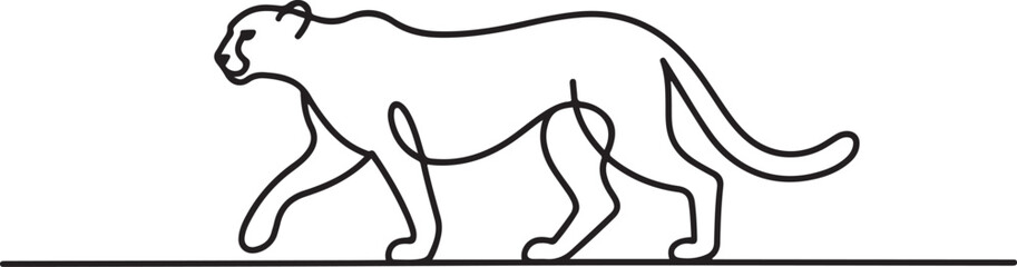 The cheetah walks forward and to the side. International Cheetah Day. one line art icon drawing vector © mst