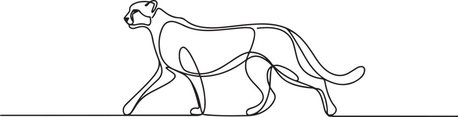 The cheetah walks forward and to the side. International Cheetah Day. one line art icon drawing vector © mst