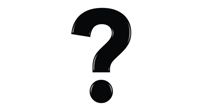 A stark black question mark dominates a white background representing uncertainty inquiry or a missing piece high quality professional detailed modern