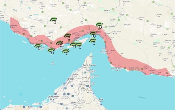 War in Iran. Ground operation in Iran. War in Iran. Ground operation in Iran. Map of Iran with ground operations.